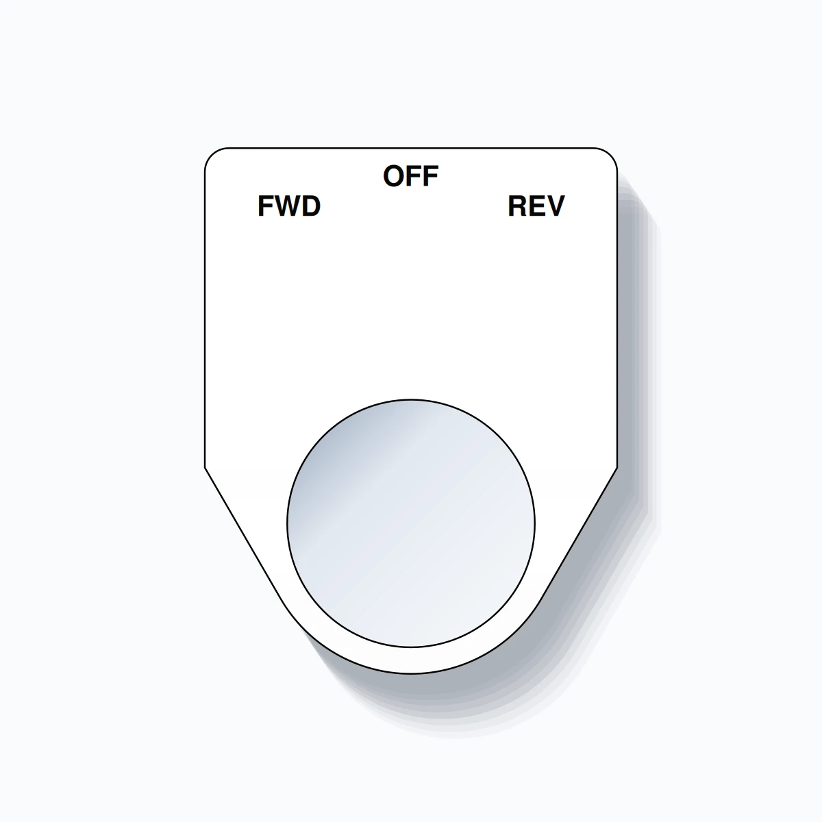 22mm Ring Tag – FWD OFF REV, Three-Line Traditional, Black on White