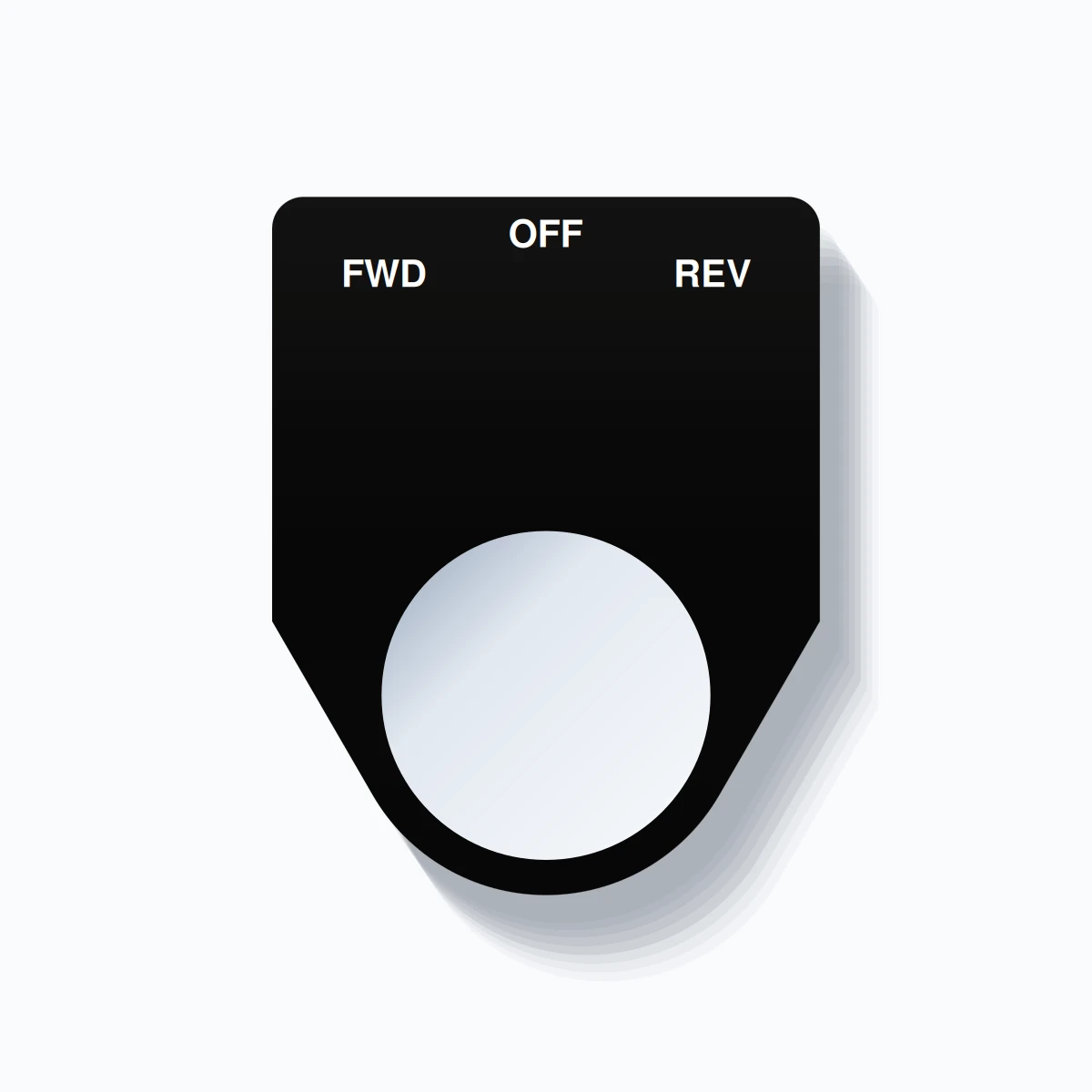 22mm Ring Tag – FWD OFF REV, Three-Line Traditional, White on Black