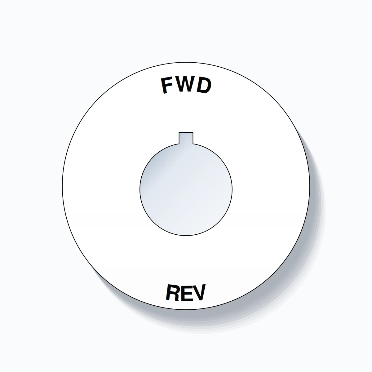 22mm Ring Tag – FWD REV, Single-Line 60mm Round, Allen-Bradley Compatible, Black on White
