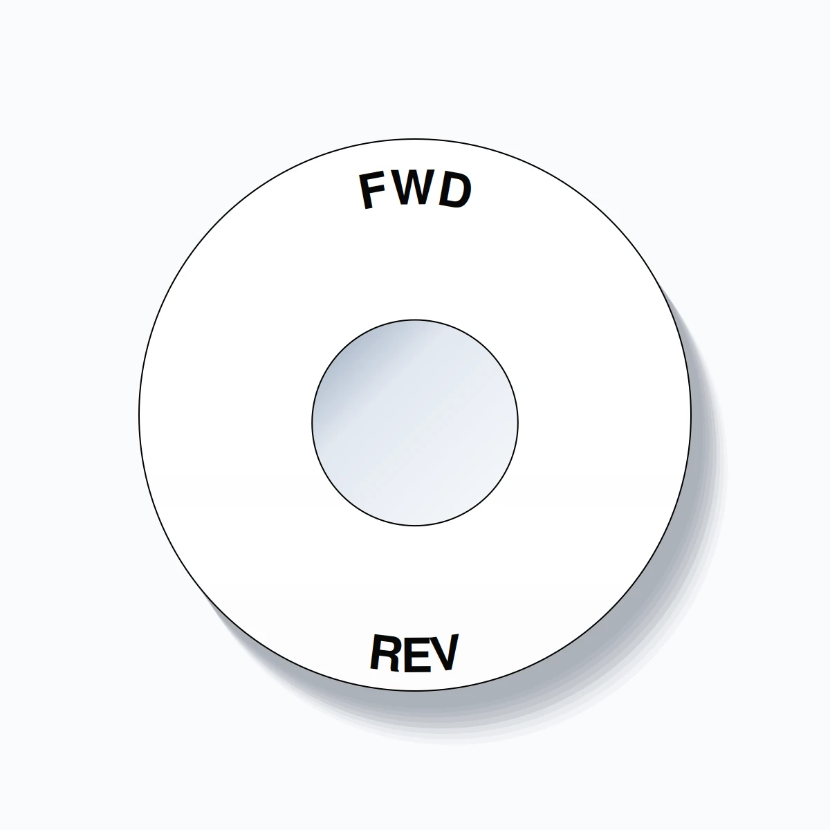 22mm Ring Tag – FWD REV, Single-Line 60mm Round, Black on White