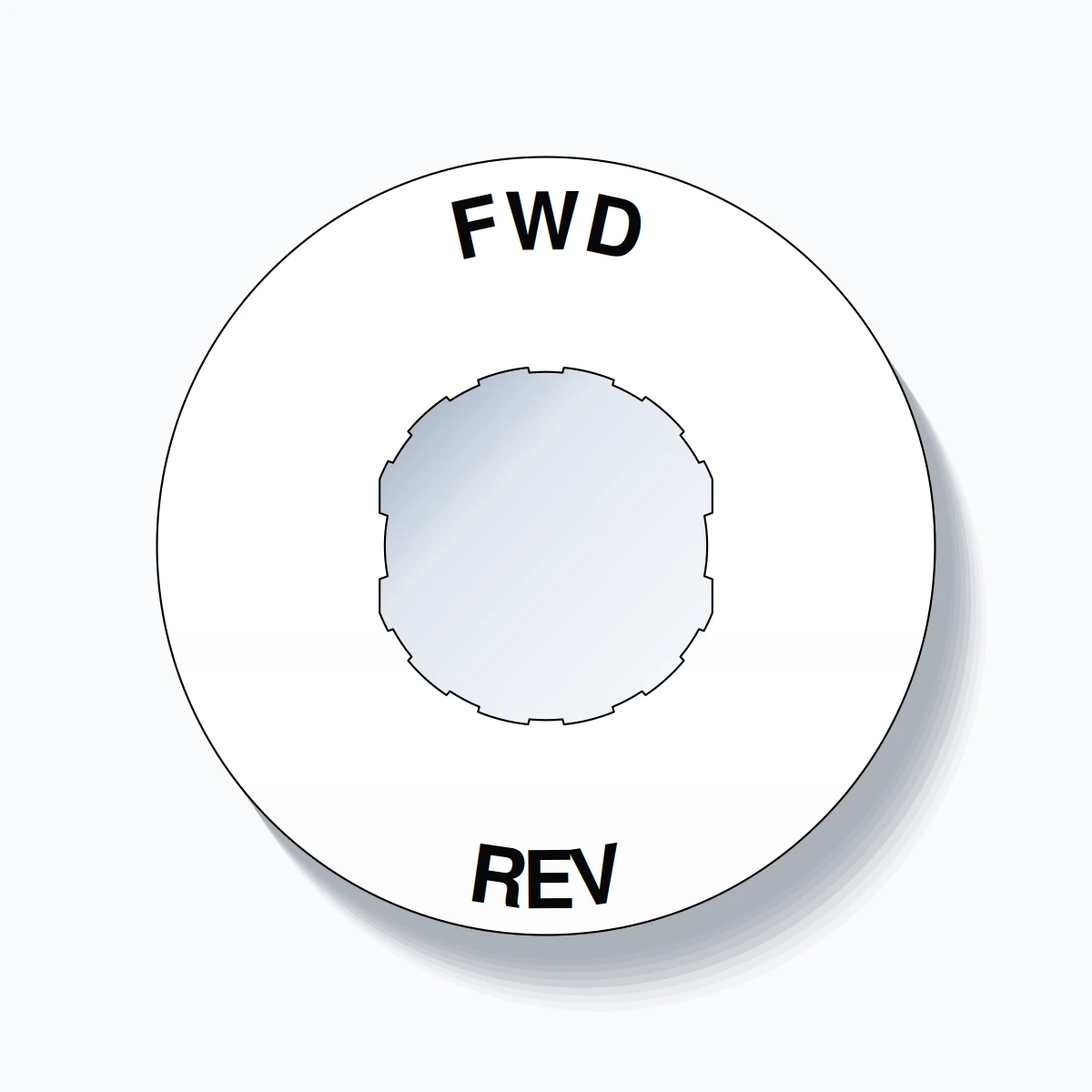 22mm Ring Tag – FWD REV, Single-Line 60mm Round, Schneider Electric Compatible, Black on White