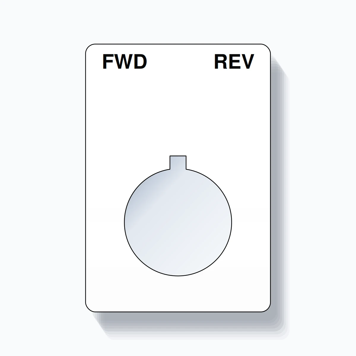 22mm Ring Tag – FWD REV, Two-Line Rounded, Allen-Bradley Compatible, Black on White