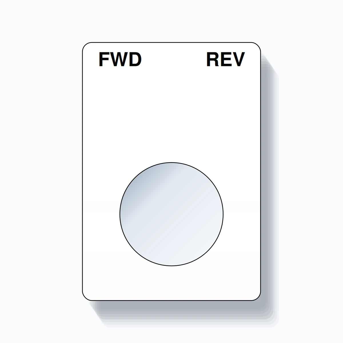 22mm Ring Tag – FWD REV, Two-Line Rounded, Black on White