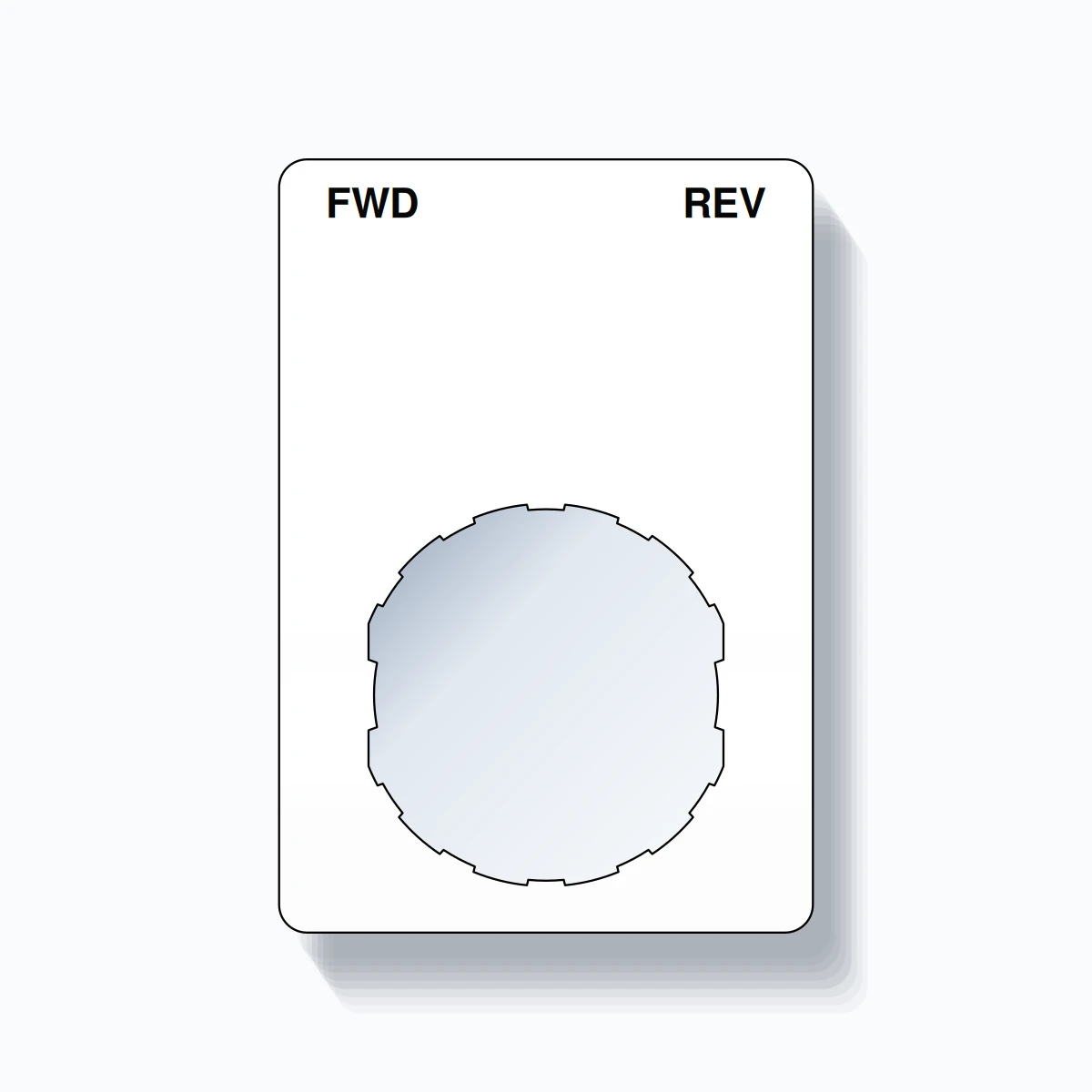 22mm Ring Tag – FWD REV, Two-Line Rounded, Schneider Electric Compatible, Black on White
