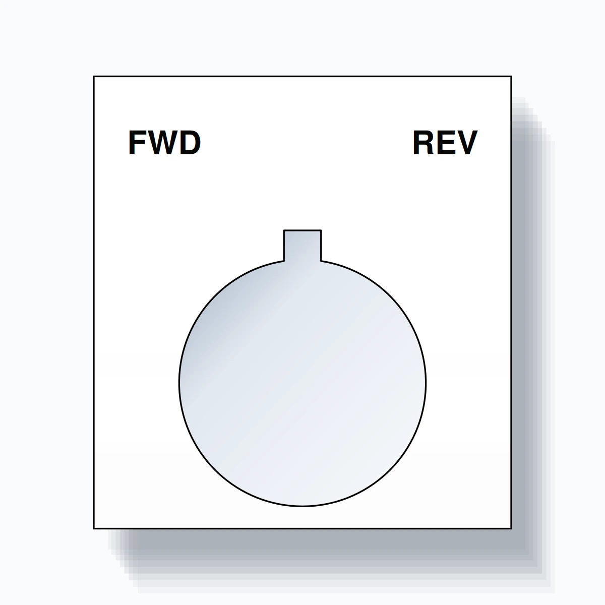 22mm Ring Tag – FWD REV, Two-Line Square, Allen-Bradley Compatible, Black on White
