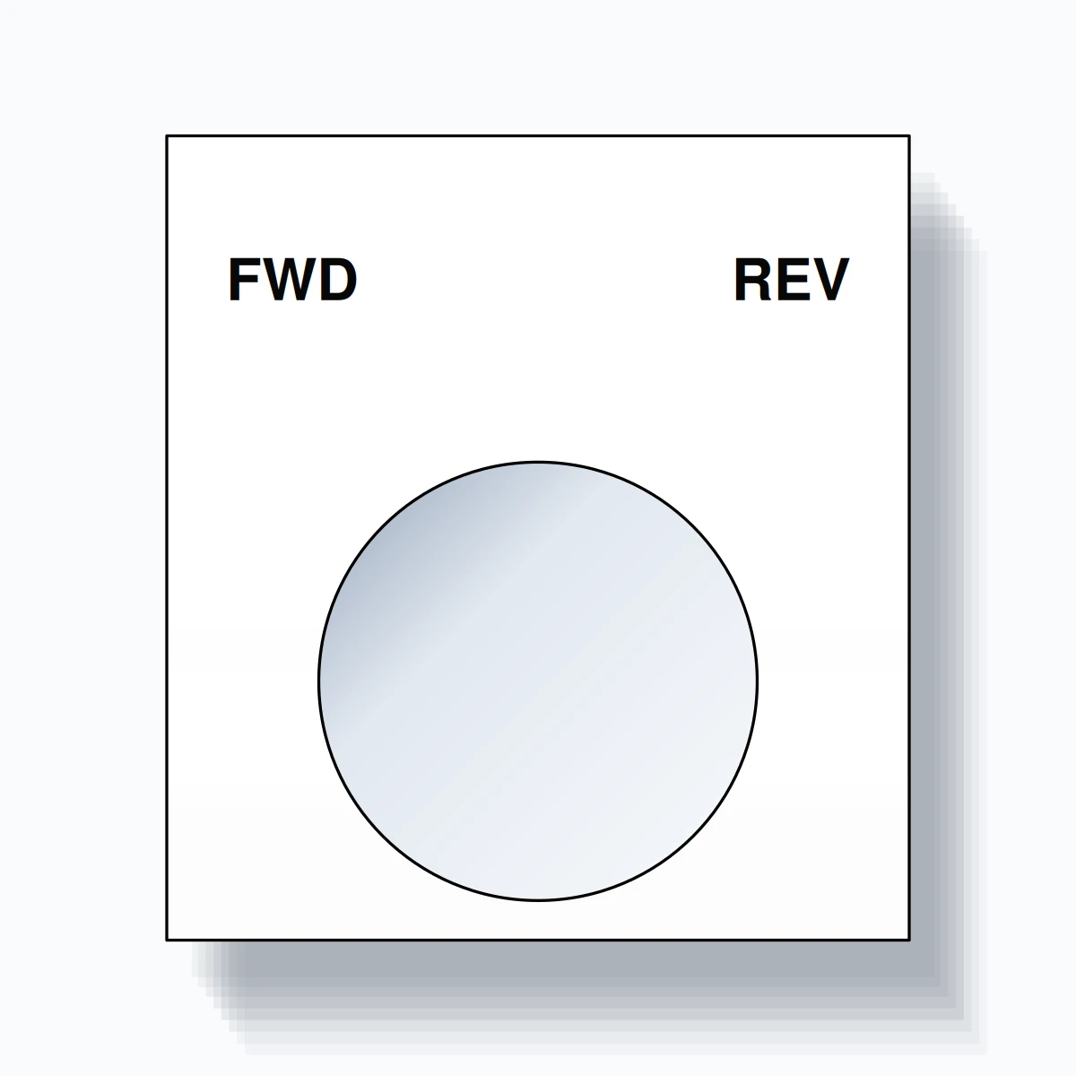 22mm Ring Tag – FWD REV, Two-Line Square, Black on White