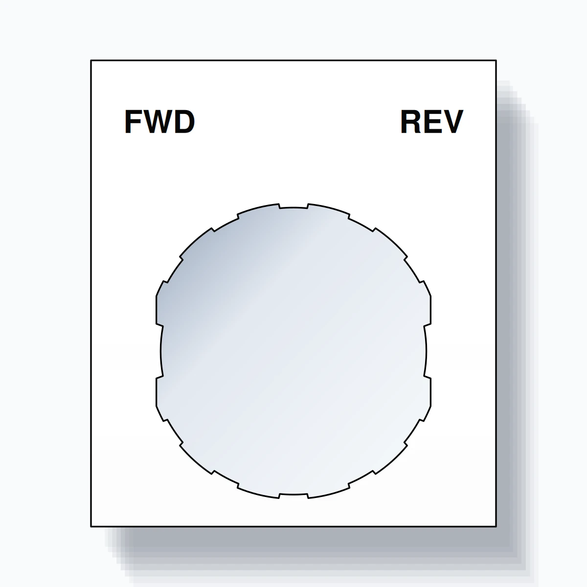 22mm Ring Tag – FWD REV, Two-Line Square, Schneider Electric Compatible, Black on White