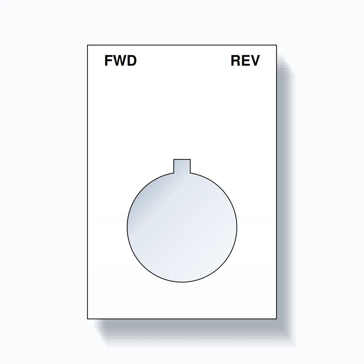 22mm Ring Tag – FWD REV, Two-Line Squared, Allen-Bradley Compatible, Black on White