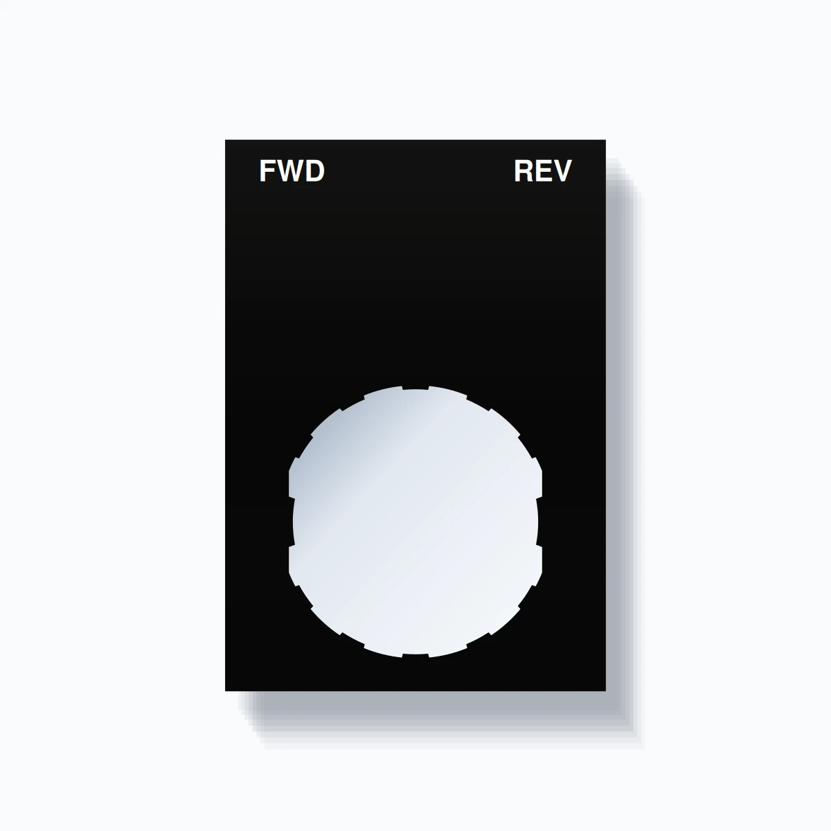 22mm Ring Tag – FWD REV, Two-Line Squared, Schneider Electric Compatible, White on Black