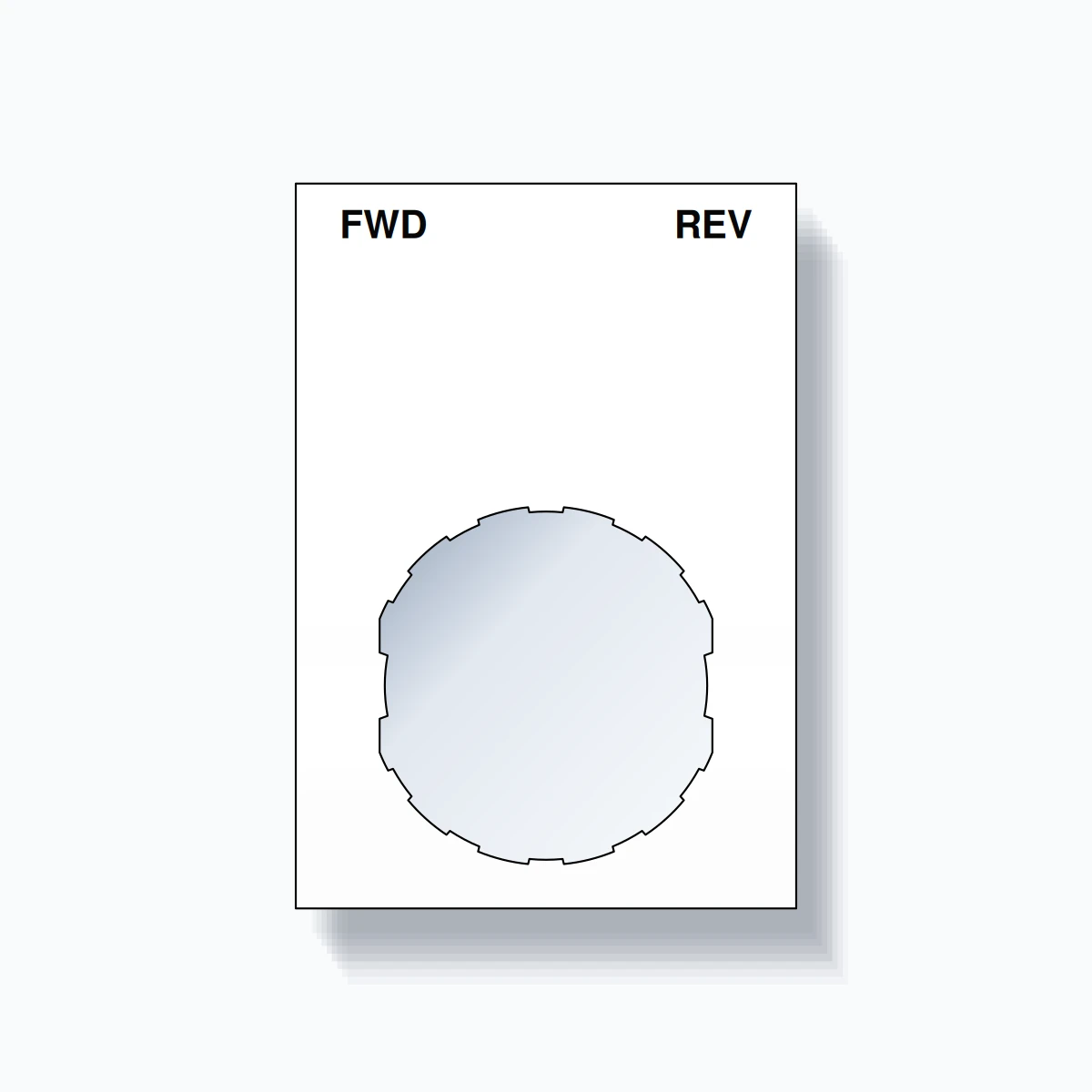 22mm Ring Tag – FWD REV, Two-Line Squared, Schneider Electric Compatible, Black on White