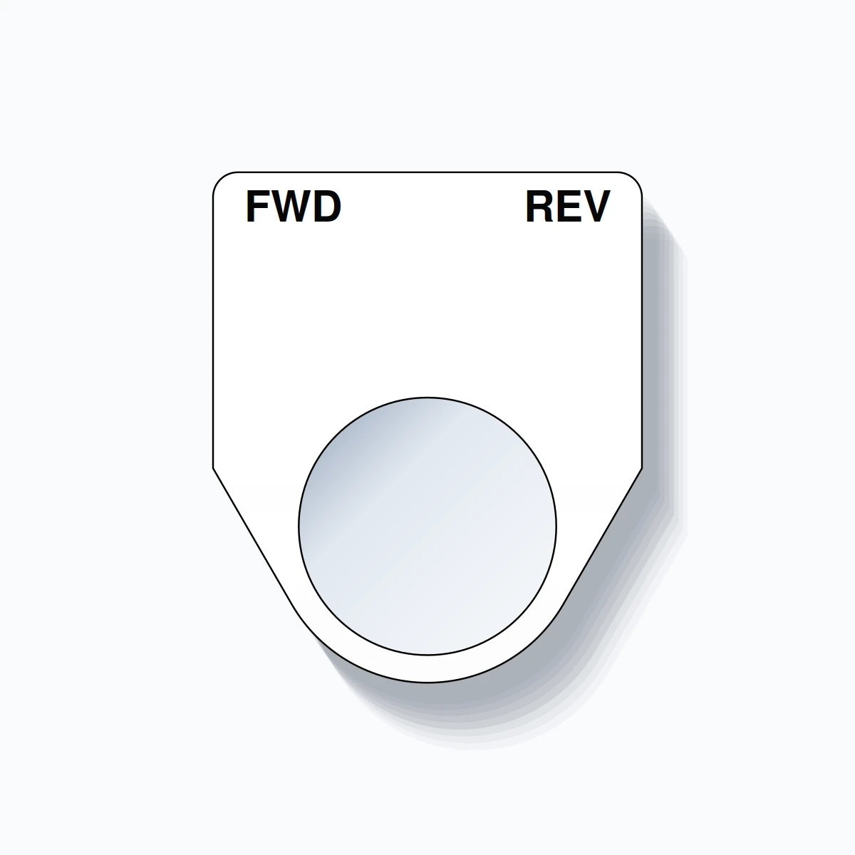 22mm Ring Tag – FWD REV, Two-Line Traditional, Black on White