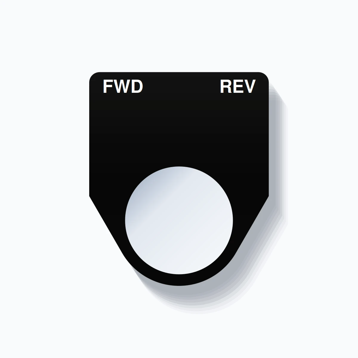 22mm Ring Tag – FWD REV, Two-Line Traditional, White on Black