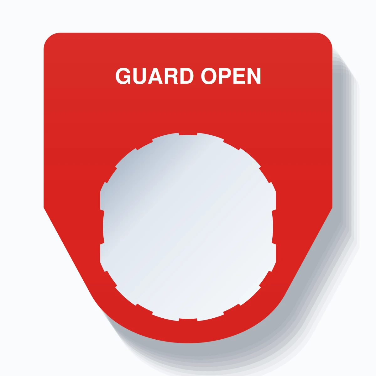 22mm Ring Tag – GUARD OPEN, Single-Line Traditional, Schneider Electric Compatible, White on Red