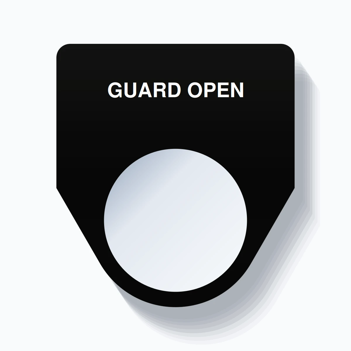 22mm Ring Tag – GUARD OPEN, Single-Line Traditional, White on Black