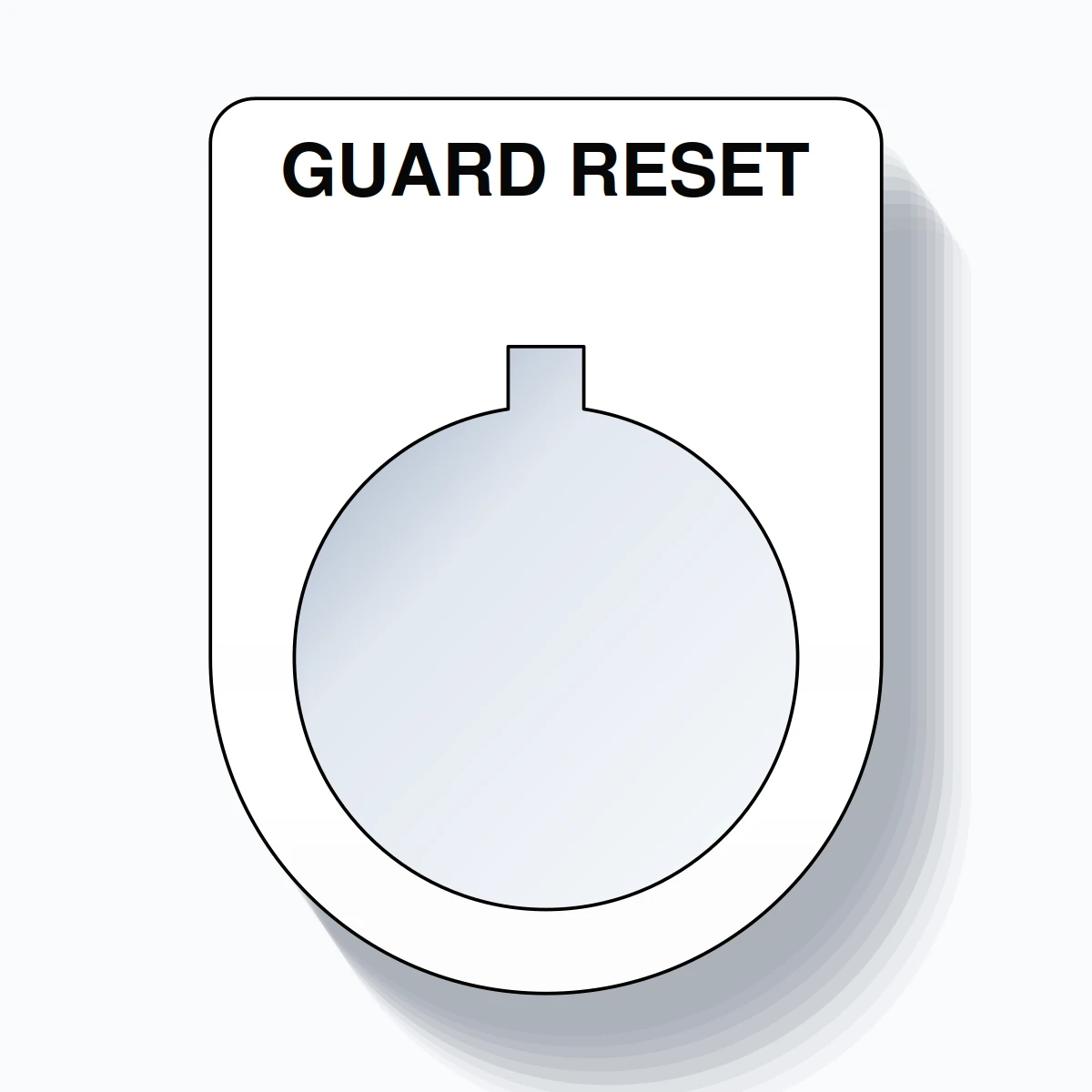 22mm Ring Tag – GUARD RESET, Single-Line Slim, Allen-Bradley Compatible, Black on White