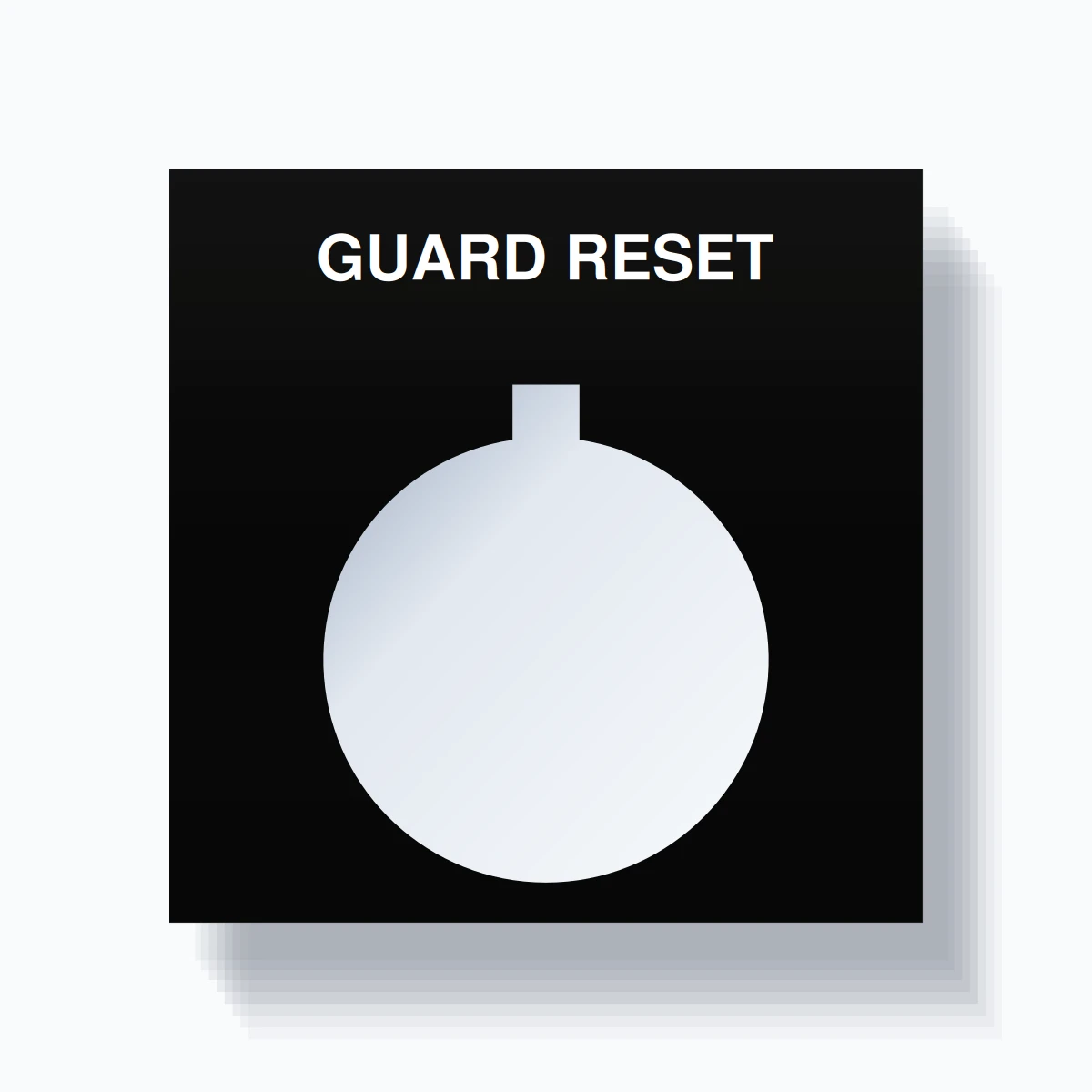 22mm Ring Tag – GUARD RESET, Single-Line Square, Allen-Bradley Compatible, White on Black