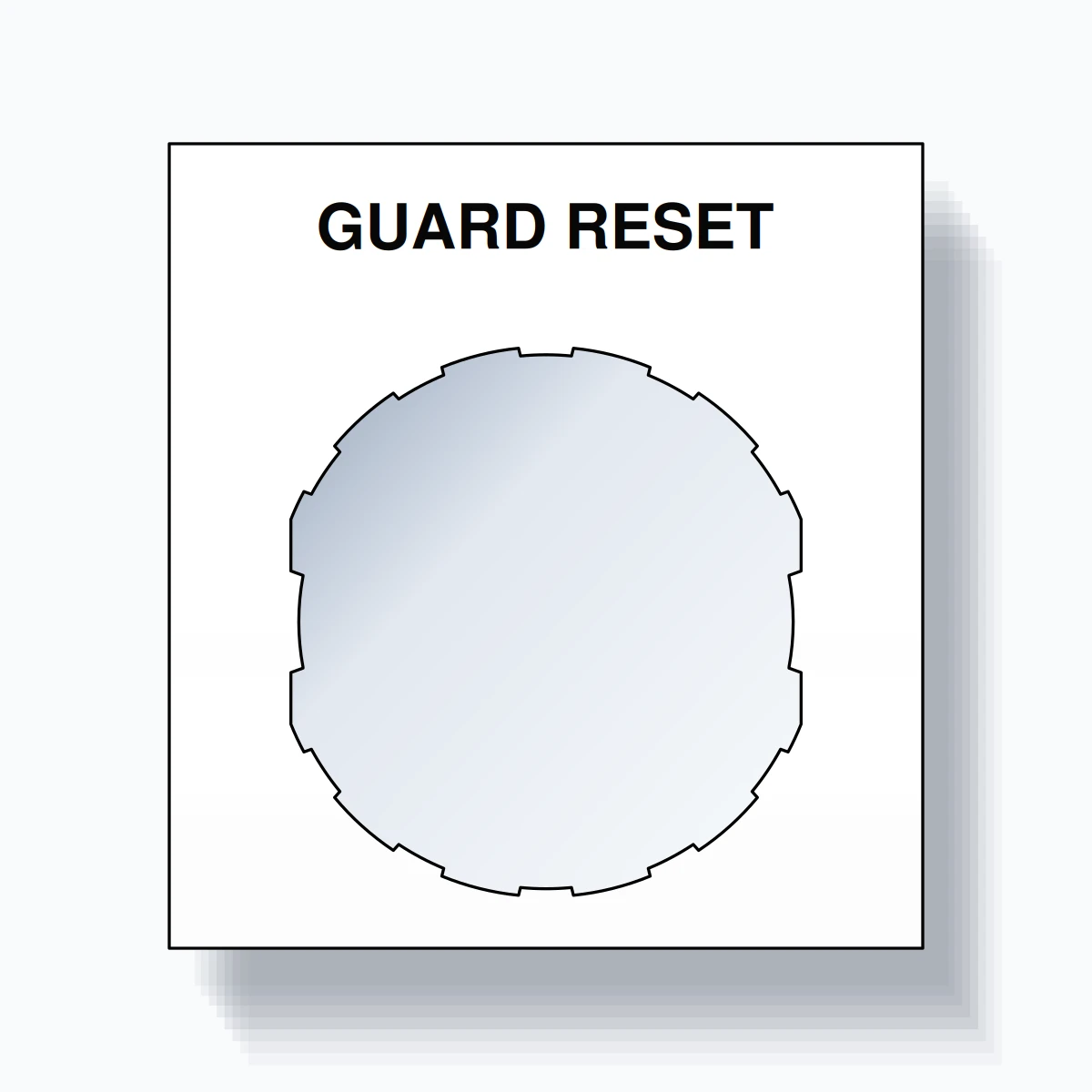 22mm Ring Tag – GUARD RESET, Single-Line Square, Schneider Electric Compatible, Black on White
