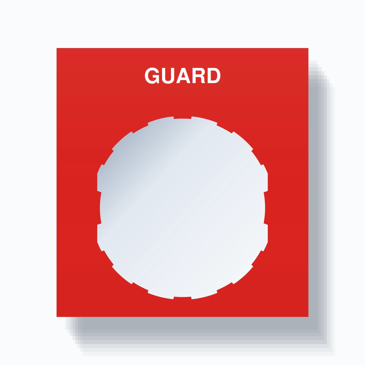 22mm Ring Tag – GUARD, Single-Line Square, Schneider Electric Compatible, White on Red