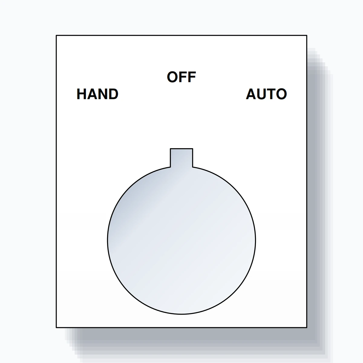 22mm Ring Tag – HAND OFF AUTO, Three-Line Square, Allen-Bradley Compatible, Black on White