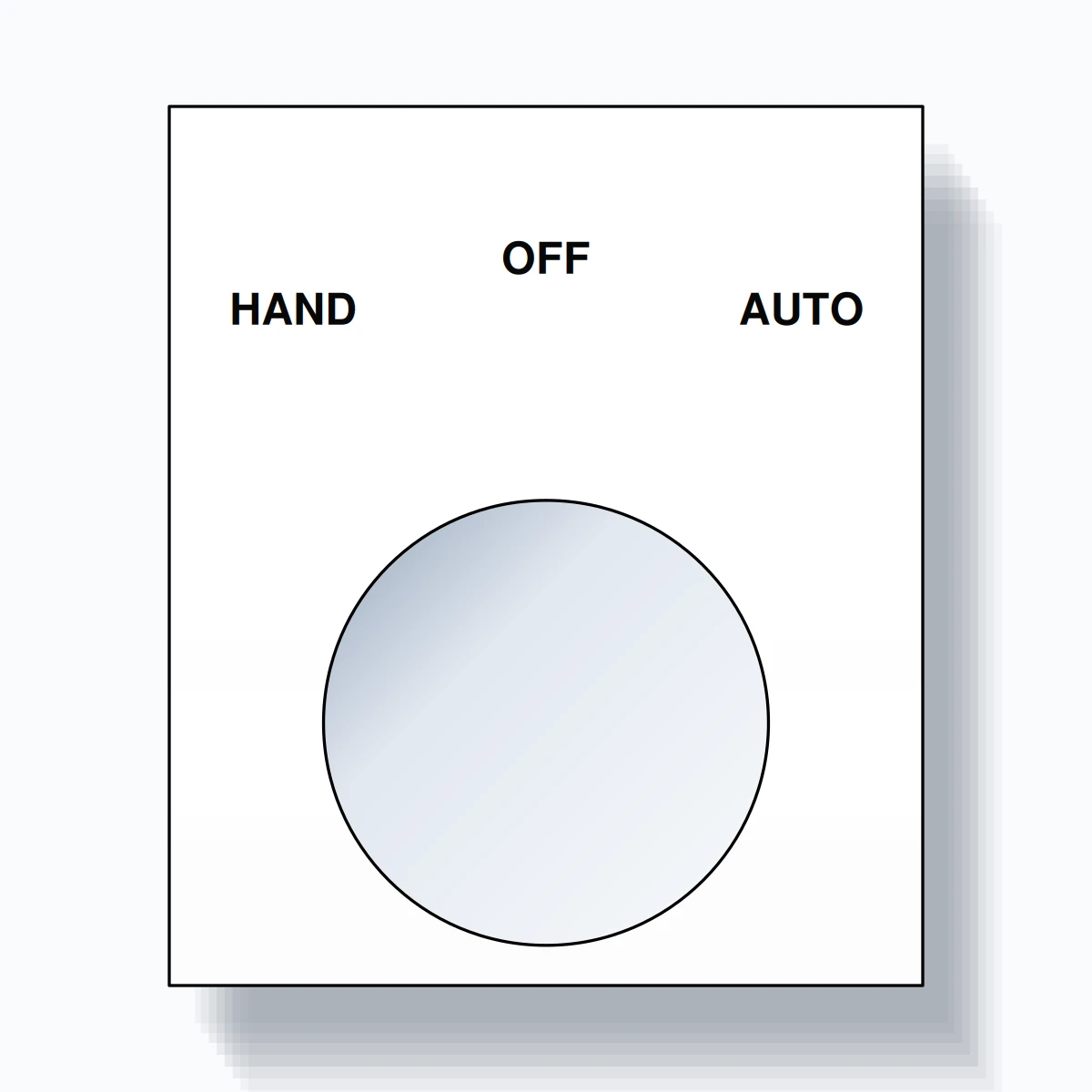 22mm Ring Tag – HAND OFF AUTO, Three-Line Square, Black on White