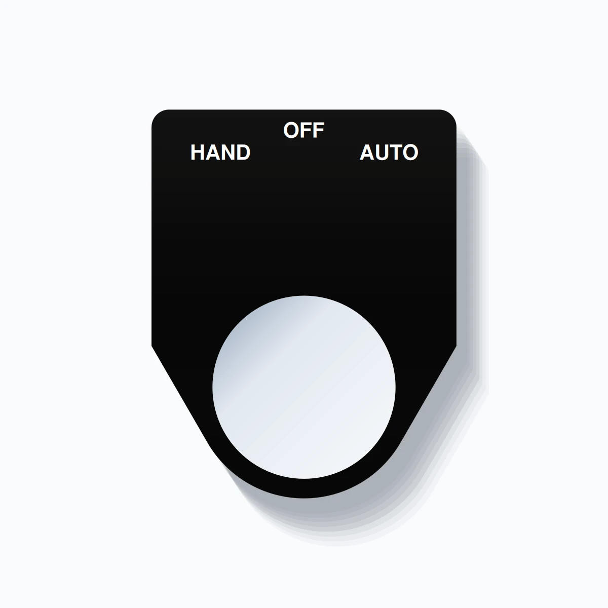 22mm Ring Tag – HAND OFF AUTO, Three-Line Traditional, White on Black