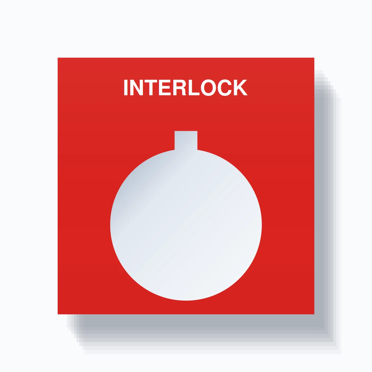22mm Ring Tag – INTERLOCK, Single-Line Square, Allen-Bradley Compatible, White on Red