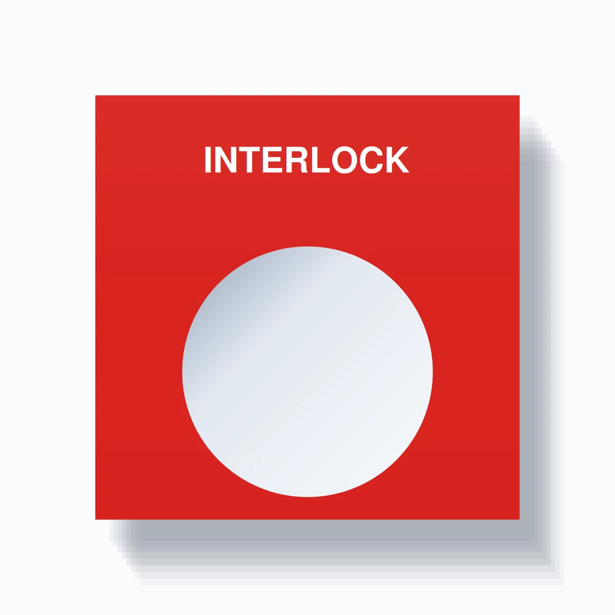 22mm Ring Tag – INTERLOCK, Single-Line Square, White on Red