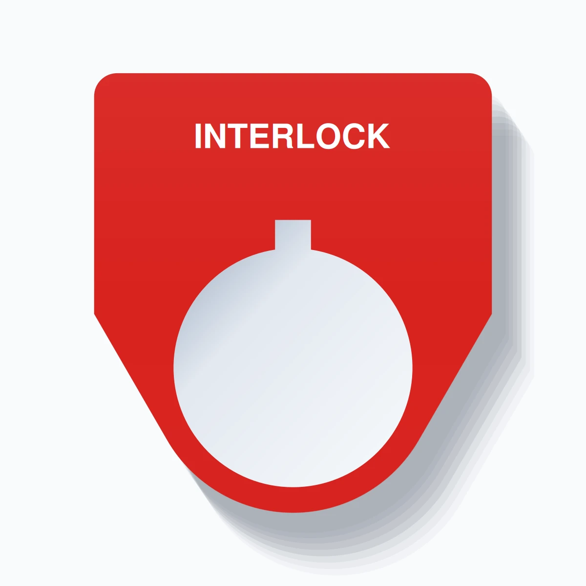 22mm Ring Tag – INTERLOCK, Single-Line Traditional, Allen-Bradley Compatible, White on Red