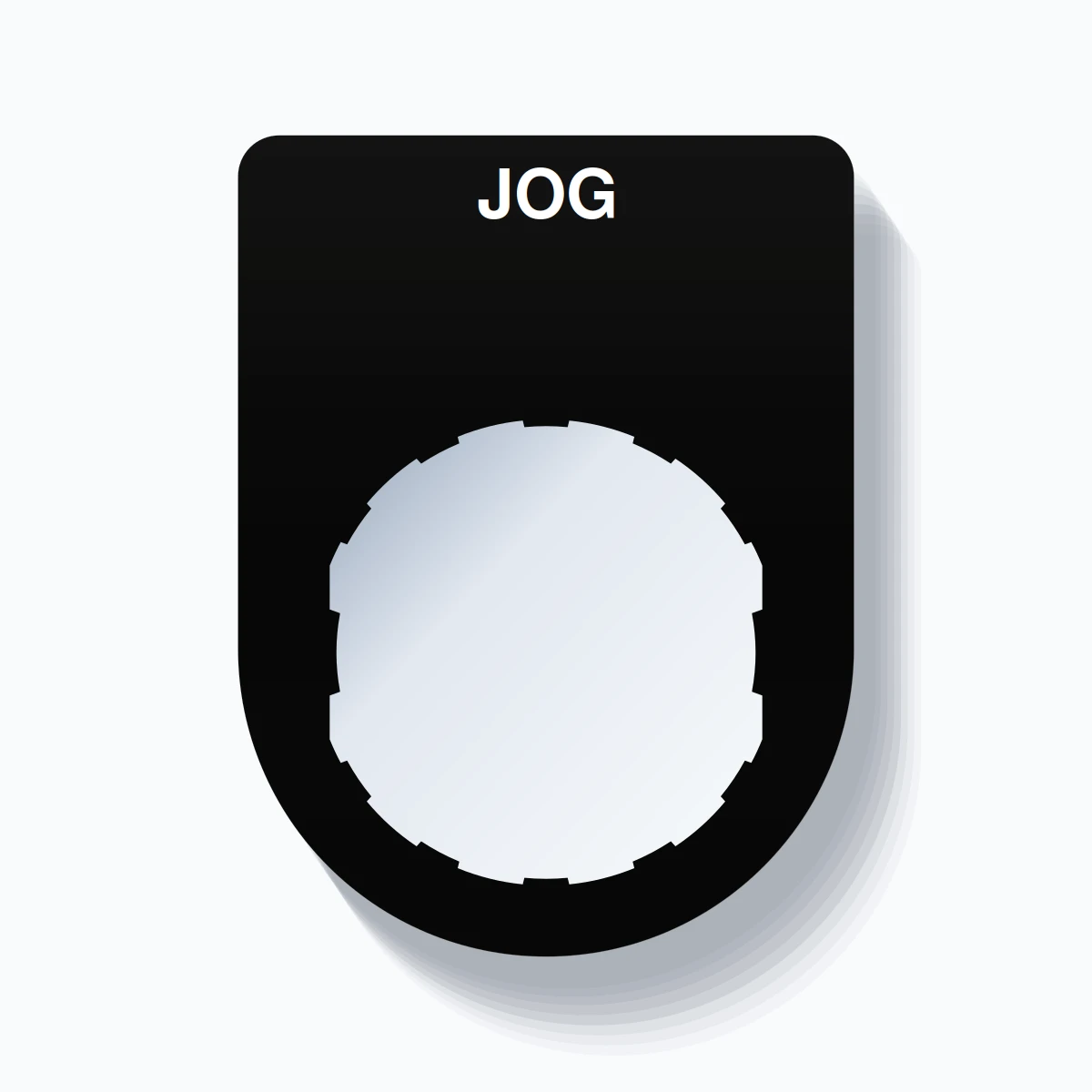 22mm Ring Tag – JOG, Single-Line Slim, Schneider Electric Compatible, White on Black