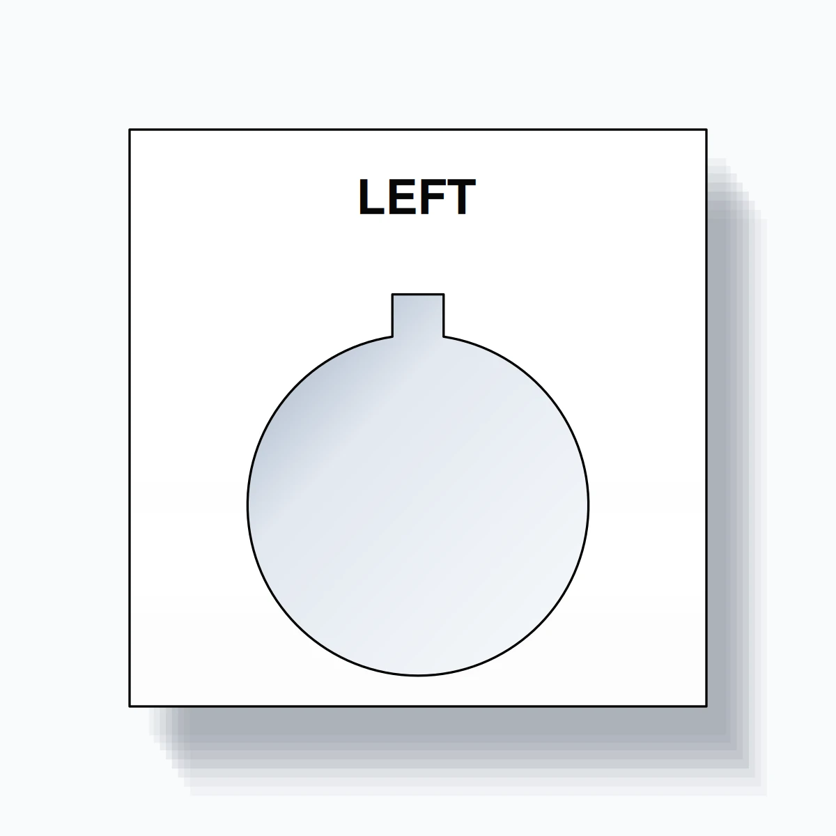 22mm Ring Tag – LEFT, Single-Line Square, Allen-Bradley Compatible, Black on White