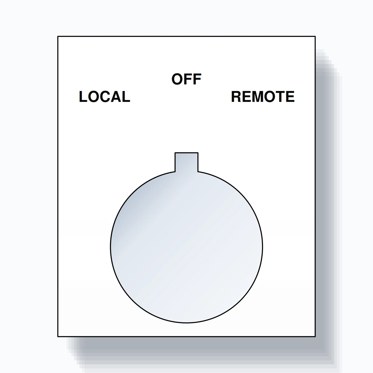 22mm Ring Tag – LOCAL OFF REMOTE, Three-Line Square, Allen-Bradley Compatible, Black on White