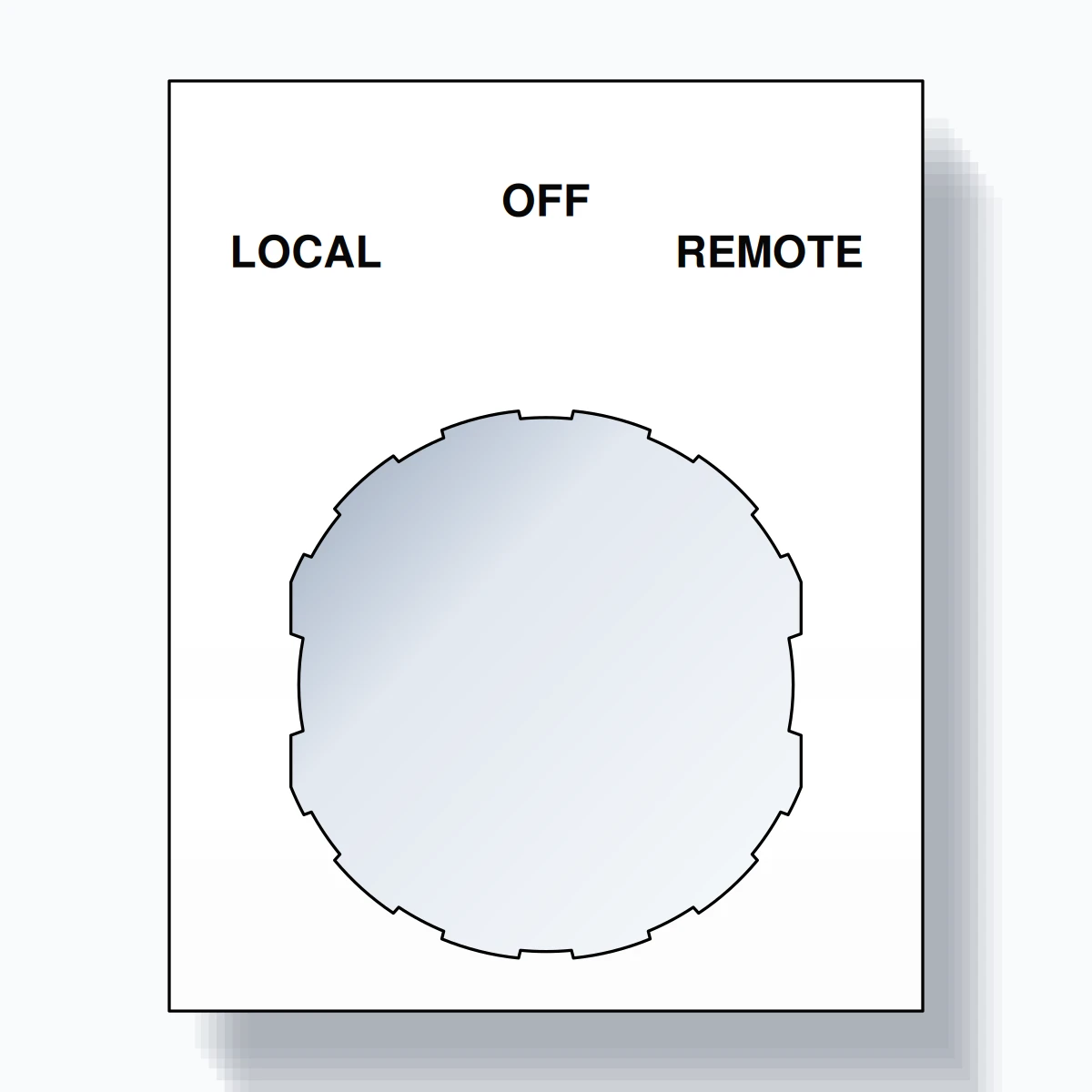 22mm Ring Tag – LOCAL OFF REMOTE, Three-Line Square, Schneider Electric Compatible, Black on White