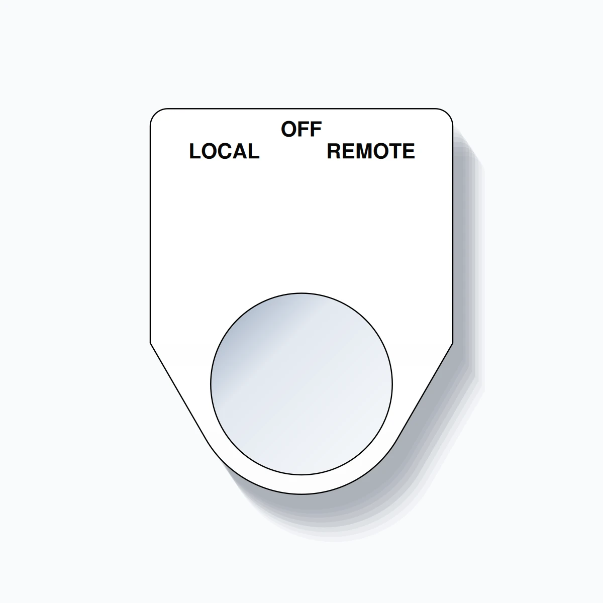 22mm Ring Tag – LOCAL OFF REMOTE, Three-Line Traditional, Black on White