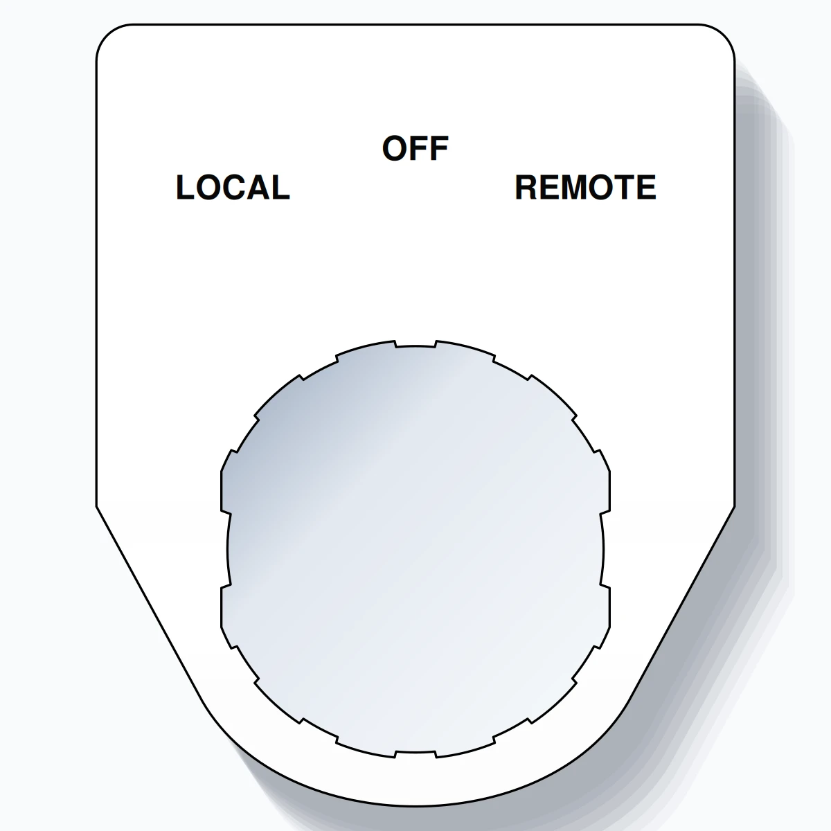 22mm Ring Tag – LOCAL OFF REMOTE, Three-Line Traditional, Schneider Electric Compatible, Black on White