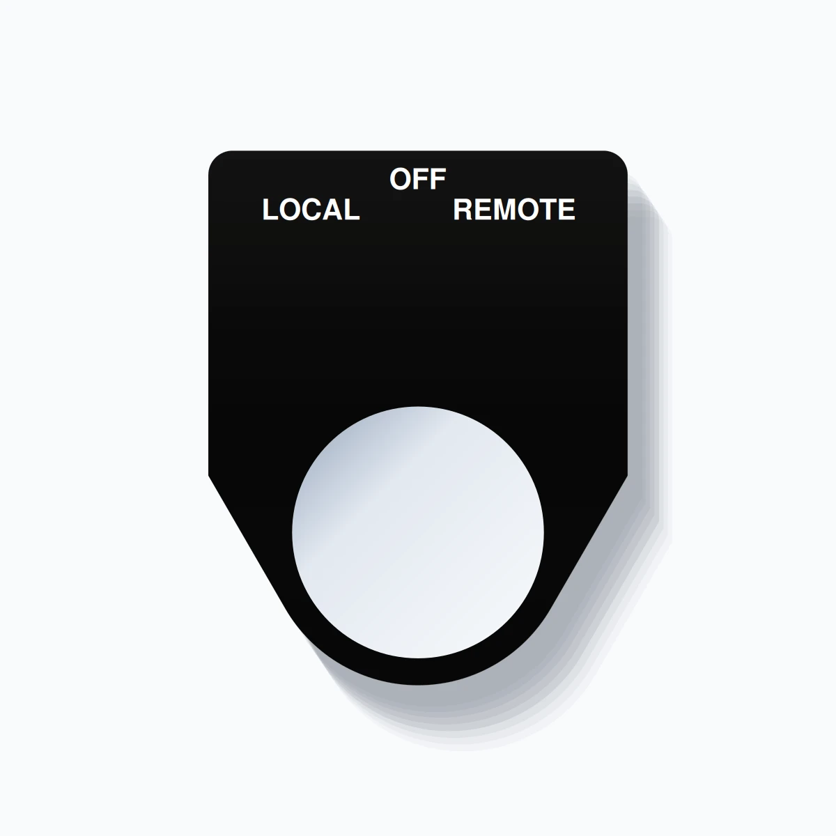 22mm Ring Tag – LOCAL OFF REMOTE, Three-Line Traditional, White on Black