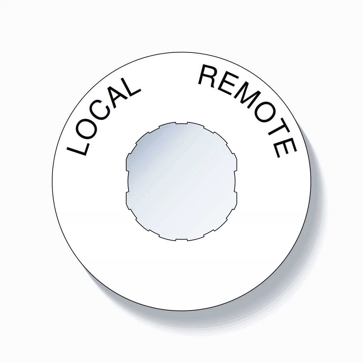 22mm Ring Tag – LOCAL       REMOTE, Single-Line 60mm Round, Schneider Electric Compatible, Black on White