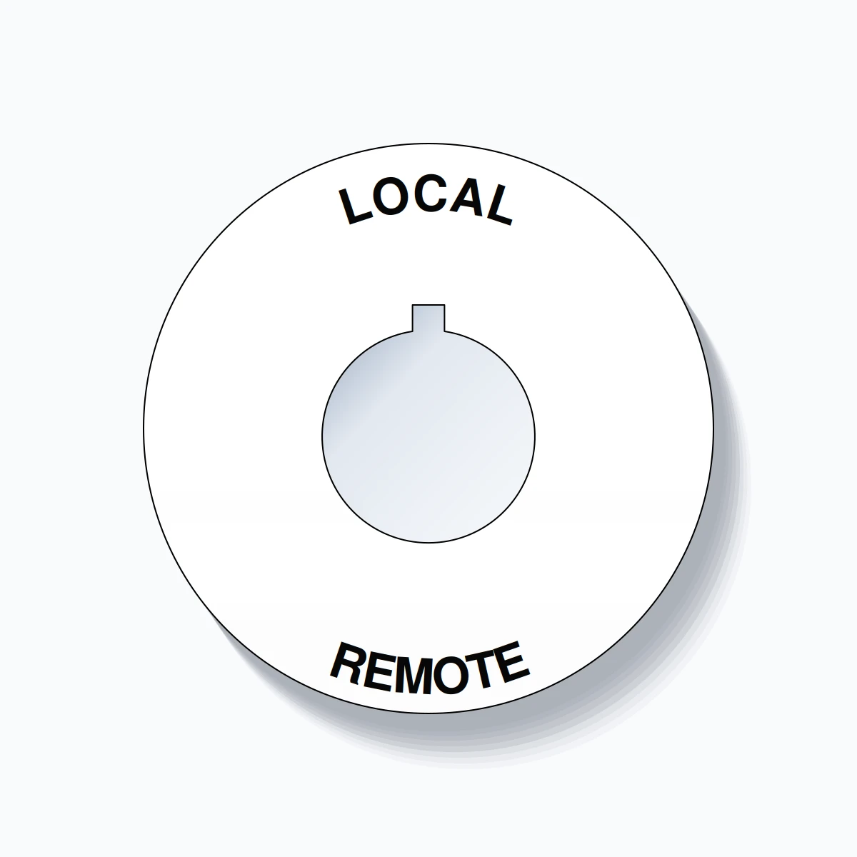 22mm Ring Tag – LOCAL REMOTE, Single-Line 60mm Round, Allen-Bradley Compatible, Black on White