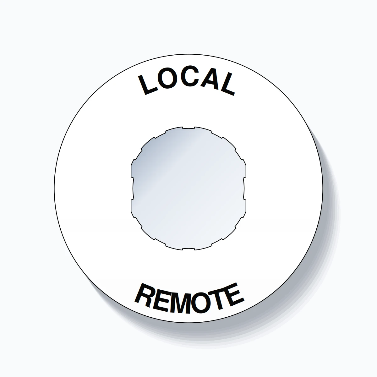 22mm Ring Tag – LOCAL REMOTE, Single-Line 60mm Round, Schneider Electric Compatible, Black on White