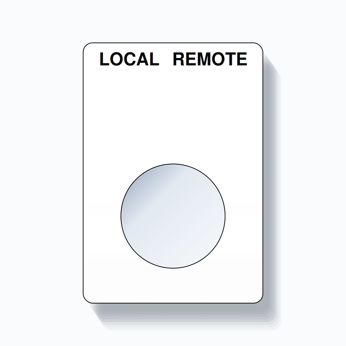 22mm Ring Tag – LOCAL REMOTE, Two-Line Rounded, Black on White