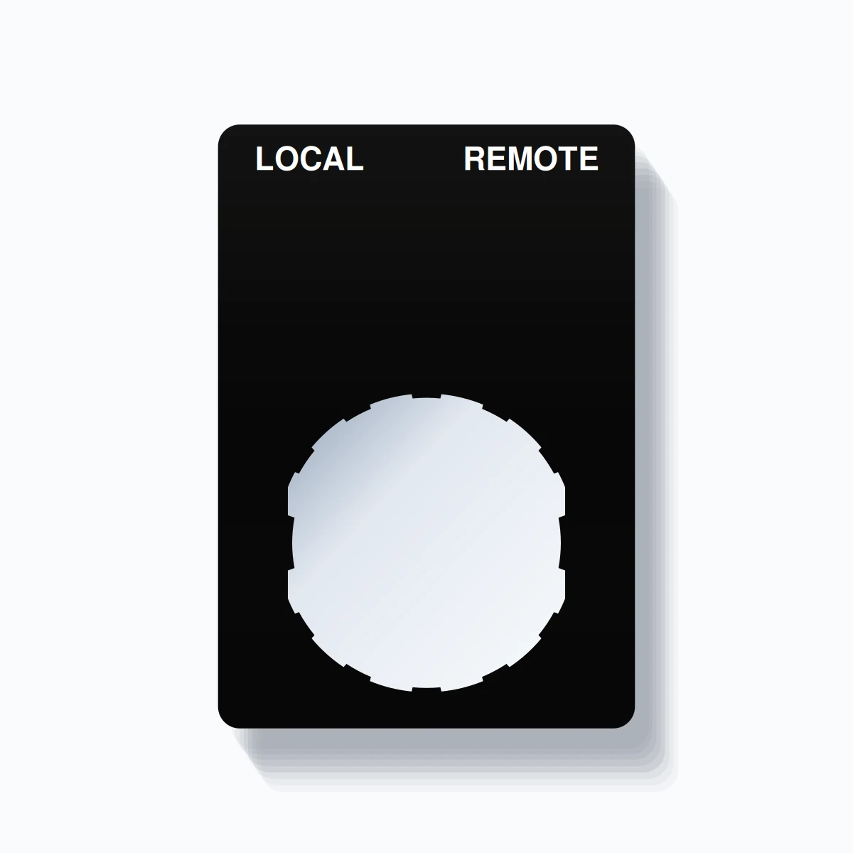 22mm Ring Tag – LOCAL REMOTE, Two-Line Rounded, Schneider Electric Compatible, White on Black