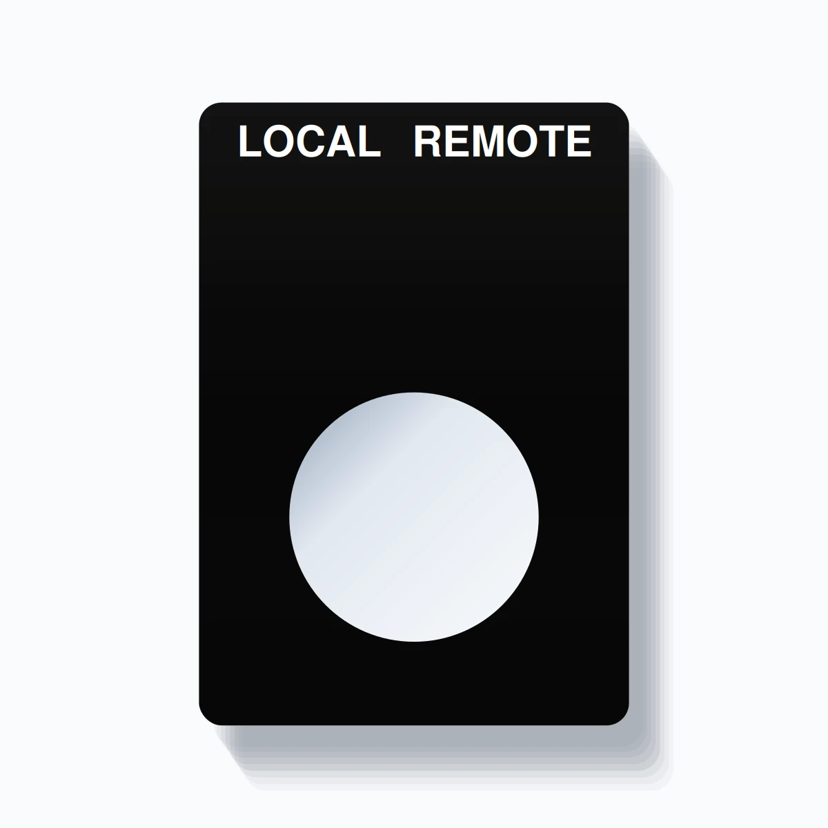 22mm Ring Tag – LOCAL REMOTE, Two-Line Rounded, White on Black