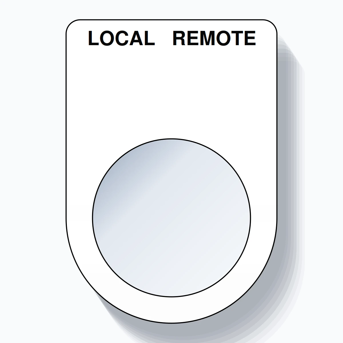 22mm Ring Tag – LOCAL REMOTE, Two-Line Slim, Black on White