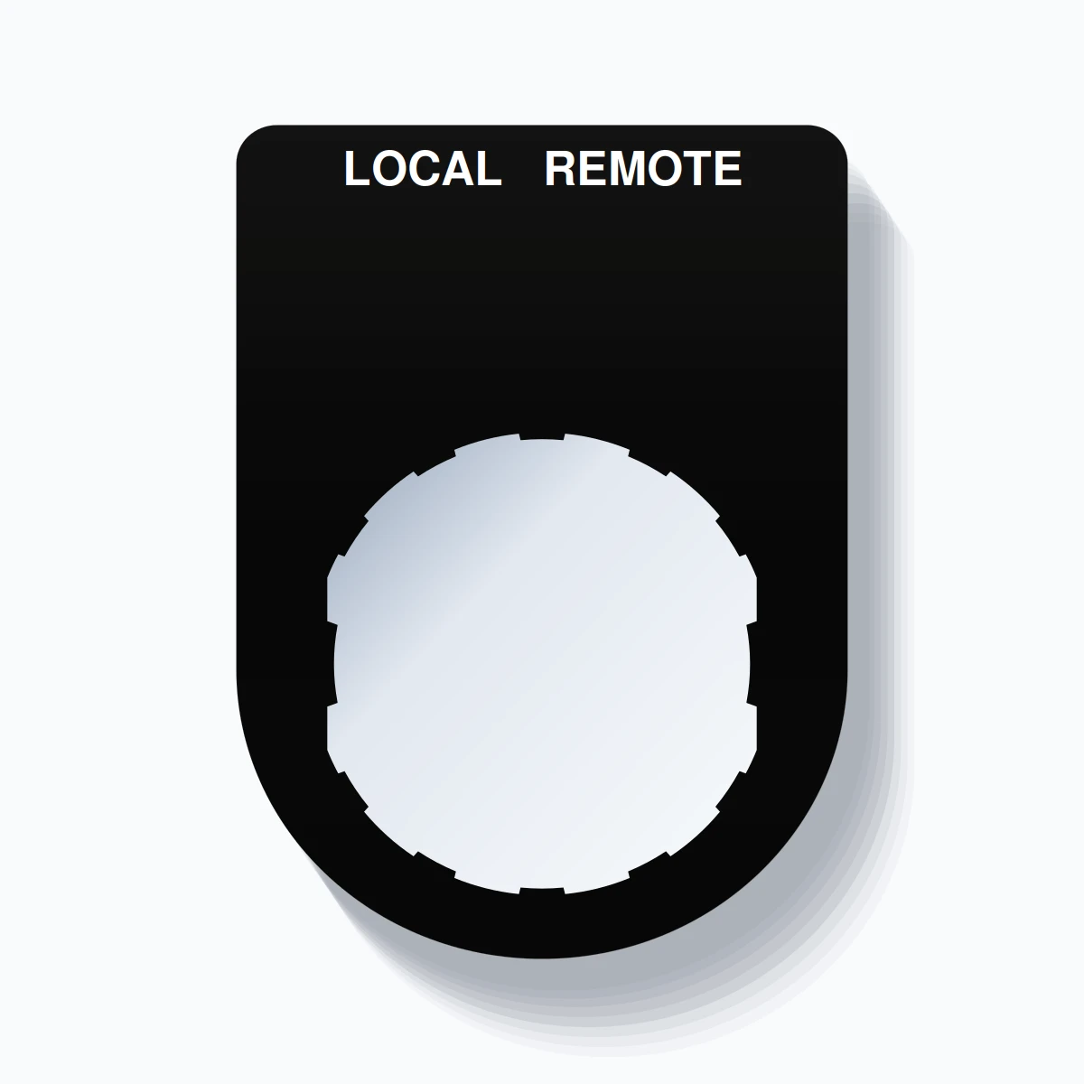 22mm Ring Tag – LOCAL REMOTE, Two-Line Slim, Schneider Electric Compatible, White on Black