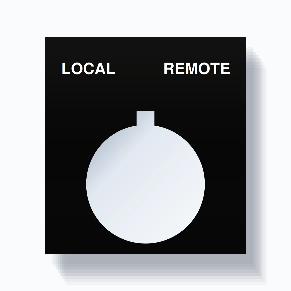 22mm Ring Tag – LOCAL REMOTE, Two-Line Square, Allen-Bradley Compatible, White on Black