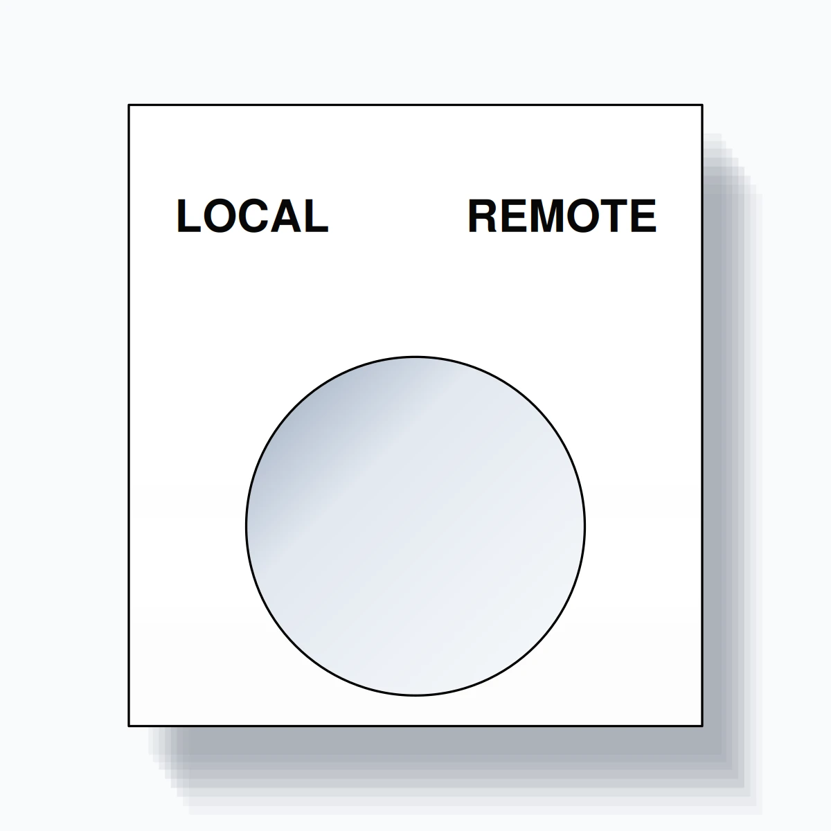 22mm Ring Tag – LOCAL REMOTE, Two-Line Square, Black on White