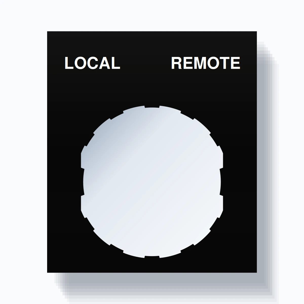 22mm Ring Tag – LOCAL REMOTE, Two-Line Square, Schneider Electric Compatible, White on Black