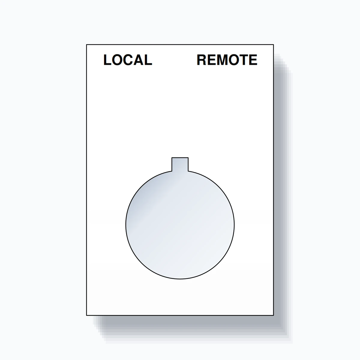 22mm Ring Tag – LOCAL REMOTE, Two-Line Squared, Allen-Bradley Compatible, Black on White