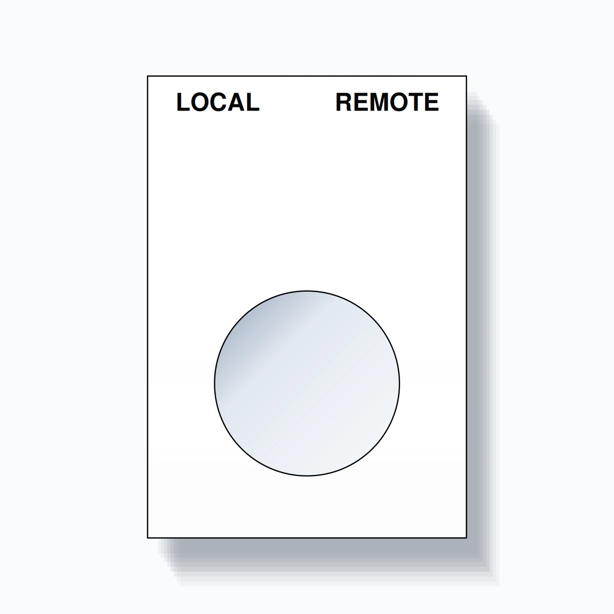 22mm Ring Tag – LOCAL REMOTE, Two-Line Squared, Black on White