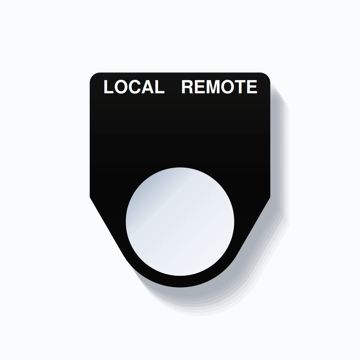 22mm Ring Tag – LOCAL REMOTE, Two-Line Traditional, White on Black