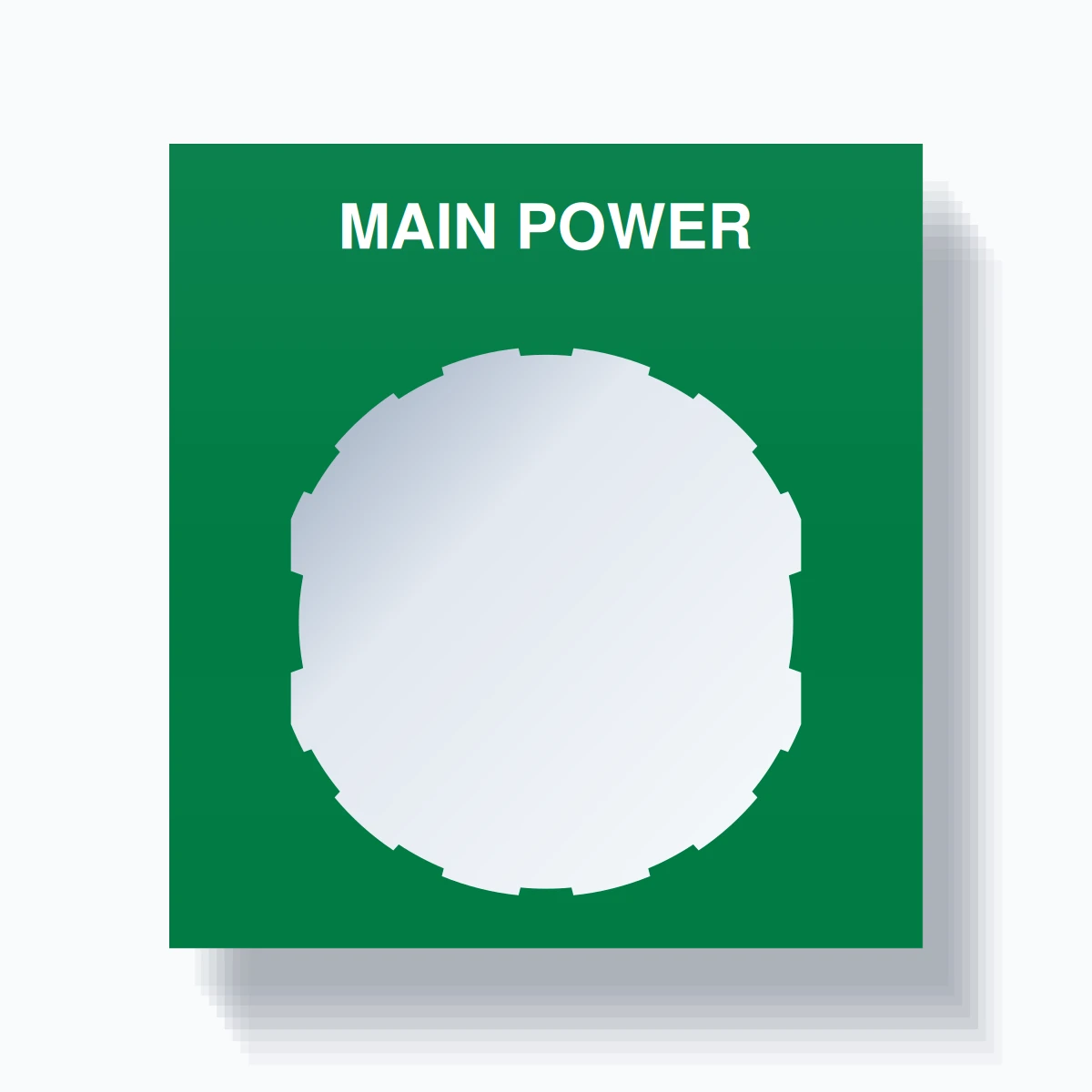 22mm Ring Tag – MAIN POWER, Single-Line Square, Schneider Electric Compatible, White on Green